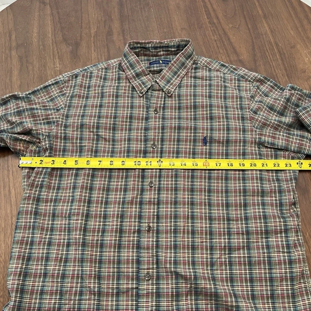 Polo Ralph Lauren Mens XL Classic Fit Green Plaid Flannel Button Down Shirt